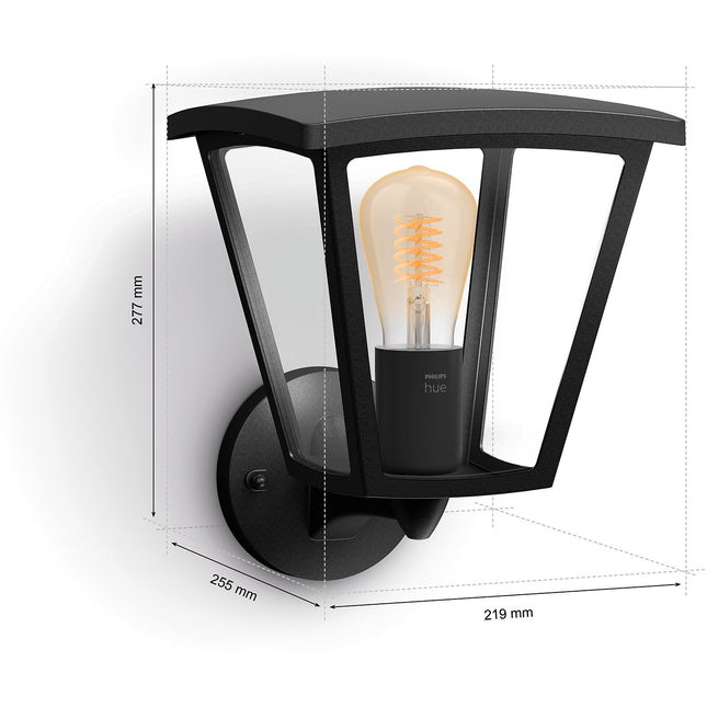 Lanterne PHILIPS HUE White INARA Filament mural noir Ext