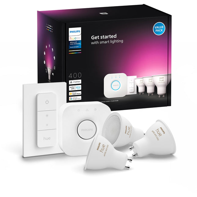 Pack PHILIPS HUE Kit de démarrage GU10x3+télecommande