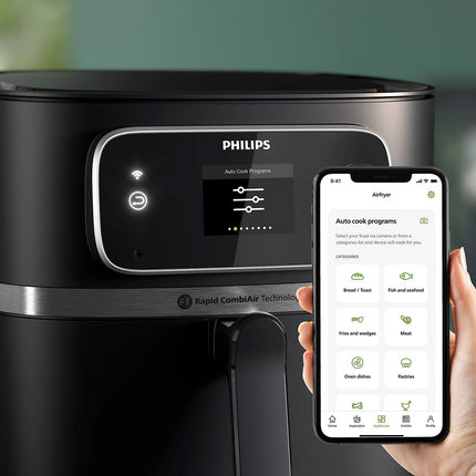 Airfryer PHILIPS HD9880/90 friteuse sans huile connectée Noir, Série 5000 8.3L