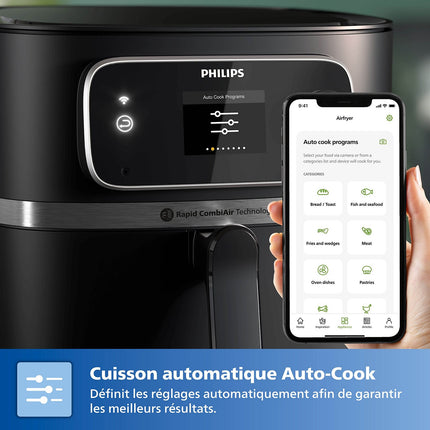 Airfryer PHILIPS HD9880/90 friteuse sans huile connectée Noir, Série 5000 8.3L