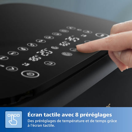 Friteuse sans huile PHILIPS NA352/04 Friteuse sans huile double panier Noir/Doré, Série 3000 9L (3+6L) avec accessoire