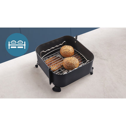 Friteuse sans huile PHILIPS NA352/04 Friteuse sans huile double panier Noir/Doré, Série 3000 9L (3+6L) avec accessoire