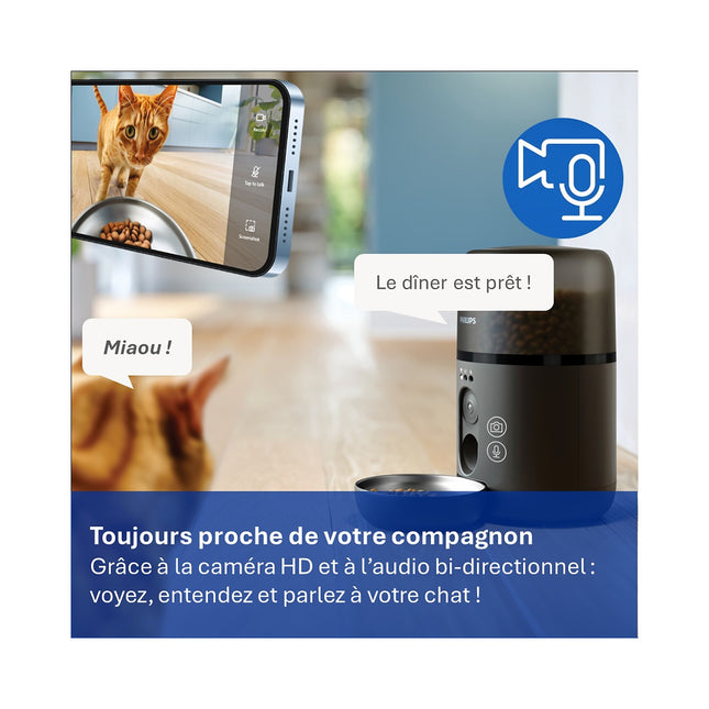 Distributeur de croquettes PHILIPS Série Pet PAW5320/02 connectée avec caméra