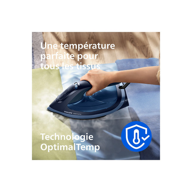 Fer à repasser PHILIPS DST6120/20 fer à vapeur Série 6000 Bleu/Noir, 2600W