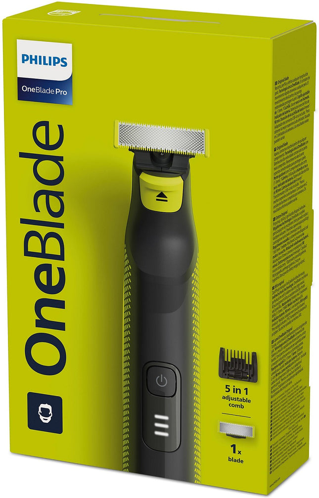 Tondeuse barbe PHILIPS OneBlade Pro QP6506/15, 5 hauteurs de coupe, précision 1 mm, 90 mn