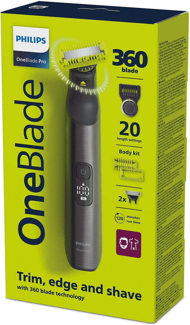 Tondeuse multi usages PHILIPS OneBlade Pro 360 QP6552/15, molette réglable, 14 hauteurs de coupe, précision 0,4 mm, 120 mn