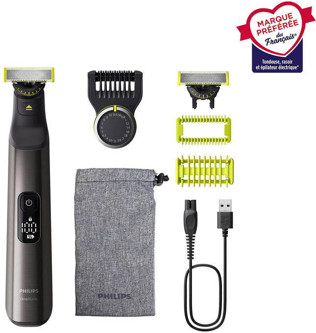 Tondeuse multi usages PHILIPS OneBlade Pro 360 QP6552/15, molette réglable, 14 hauteurs de coupe, précision 0,4 mm, 120 mn