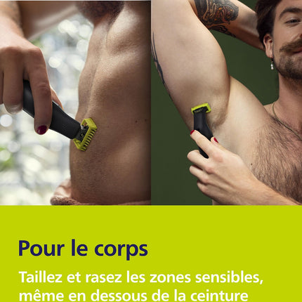 Tondeuse multi usages PHILIPS OneBlade QP6652/61, molette réglable, 20 hauteurs de coupe, précision 0,4 mm, autonomie 120 mn