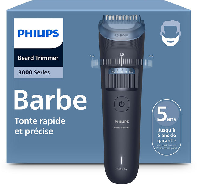 Tondeuse barbe PHILIPS BT3665/15 Series 3000, 40 hauteurs de coupe, précision 0,5 mm, autonomie 80 mn