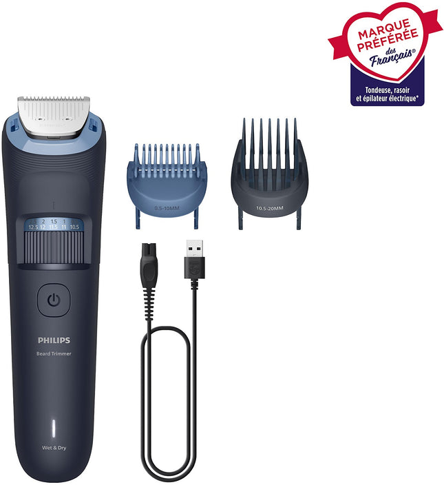 Tondeuse barbe PHILIPS BT3665/15 Series 3000, 40 hauteurs de coupe, précision 0,5 mm, autonomie 80 mn