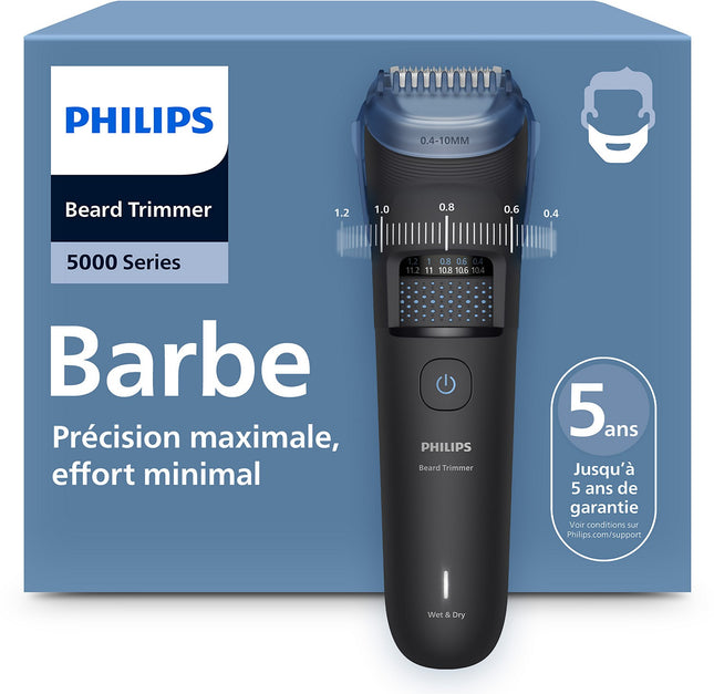 Tondeuse barbe PHILIPS BT5775/15 Series 5000, molette réglable, 40 hauteurs de coupe, précision 0,2 mm, autonomie 100 mn
