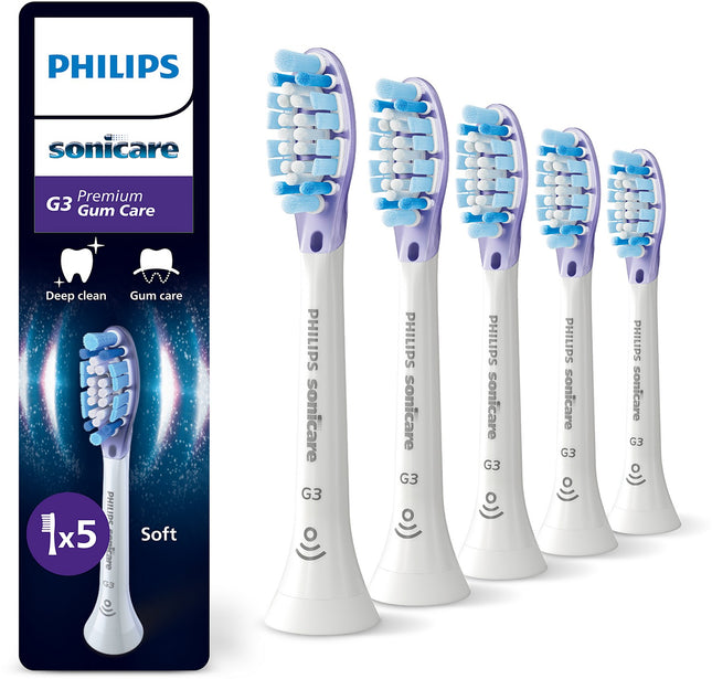 Brossette dentaire PHILIPS Sonicare lot de 5 - HX9055/87 white Gum Care- soin des gencives G3