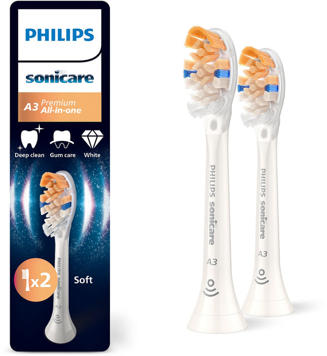 Brossette dentaire PHILIPS Sonicare lot de 2 - HX9092/87 white Premium All-in-One A3