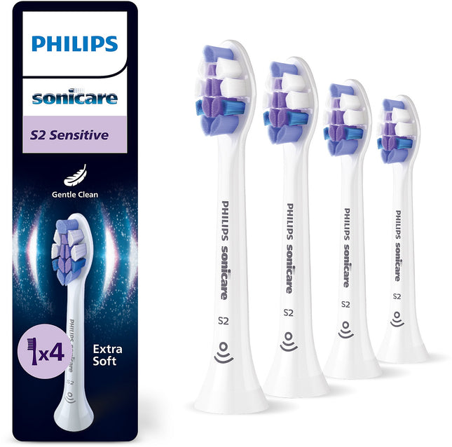 Brossette dentaire PHILIPS Sonicare lot de 4 - HX6054/87 white Sensitive S