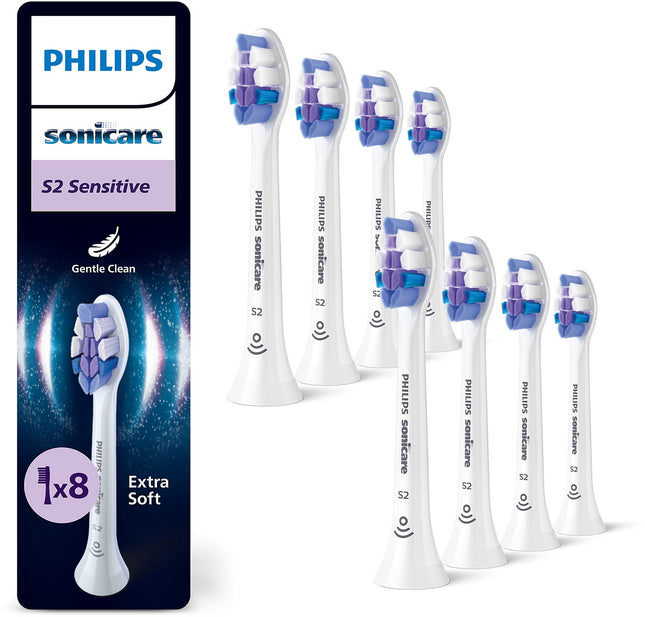 Brossette dentaire PHILIPS Sonicare lot de 8 - HX6052/87 white Sensitive S2
