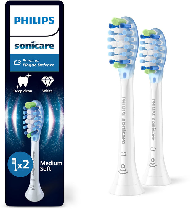Brossette dentaire PHILIPS Sonicare lot de 2 - HX9042/87 white Premium Plaque Defence C3