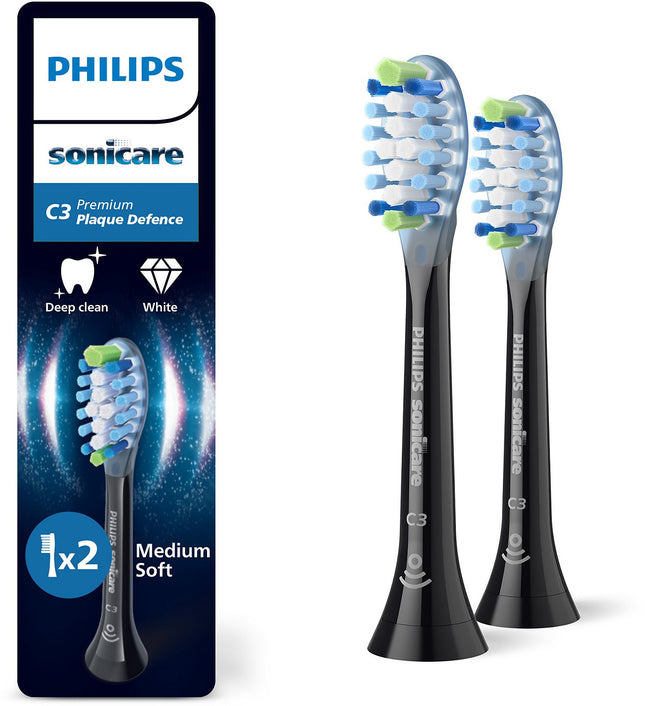 Brossette dentaire PHILIPS Sonicare lot de 2 - HX9042/88 black Premium Plaque Defence C3
