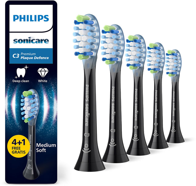 Brossette dentaire PHILIPS Sonicare lot de 4+1 - HX9045/88 black Premium Plaque Defence C3