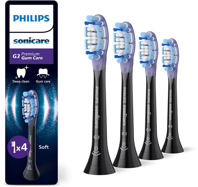 Brossette dentaire PHILIPS Sonicare lot de 4 - HX9054/88 black Gum Care- soin des gencives G3