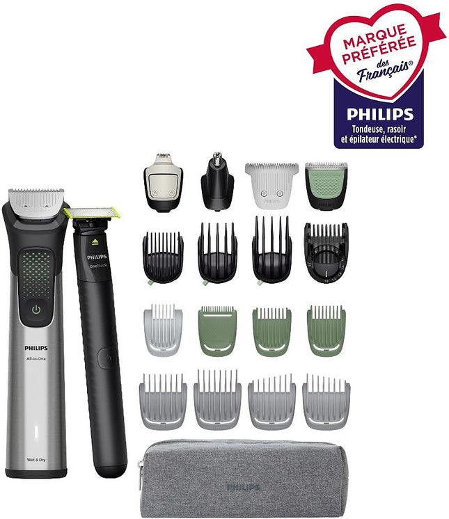 Tondeuse multi usages PHILIPS MG9557/15 Series 9000, 27 hauteurs de coupe, précision 0,2 mm, autonomie 120 mn
