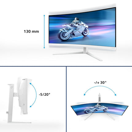 Ecran PC Gamer PHILIPS Evnia 34M2C5501A 34" Incurvé WQHD 180Hz Fast VA HDR 400 HDMI 2.1 Ambiglow