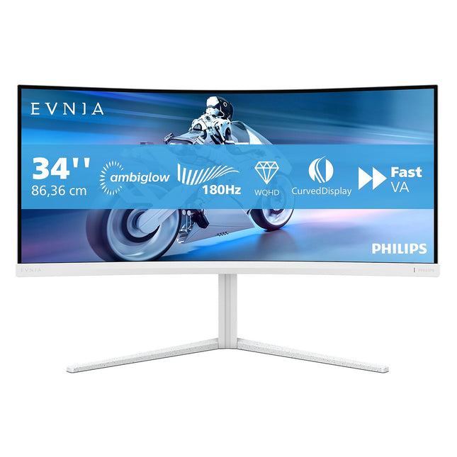 Ecran PC Gamer PHILIPS Evnia 34M2C5501A 34" Incurvé WQHD 180Hz Fast VA HDR 400 HDMI 2.1 Ambiglow
