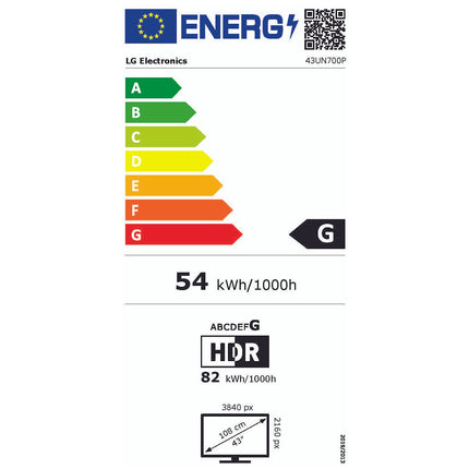 Ecran PC 4K LG 43UN700P-B