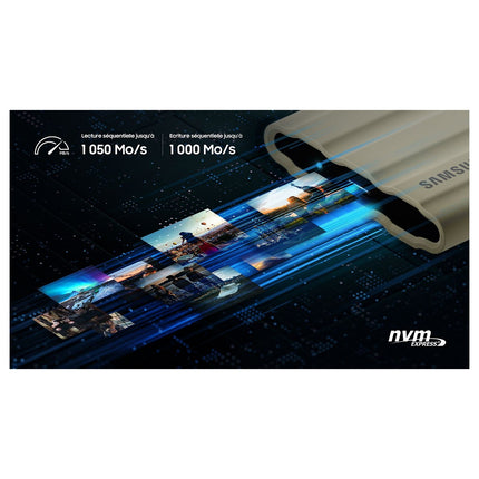 Disque dur SSD externe SAMSUNG Portable 1To T7 Shield Bleu
