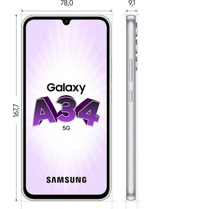 Smartphone SAMSUNG Galaxy A34 Argenté 128Go 5G Reconditionné
