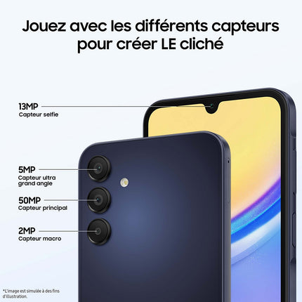 Smartphone SAMSUNG Galaxy A15 Bleu nuit 128Go 5G