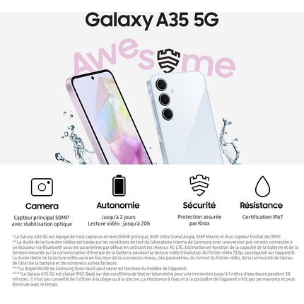 Smartphone SAMSUNG Galaxy A35 Bleu nuit 128Go 5G