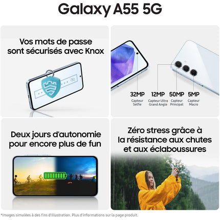 Smartphone SAMSUNG Galaxy A55 Bleu nuit 128Go 5G