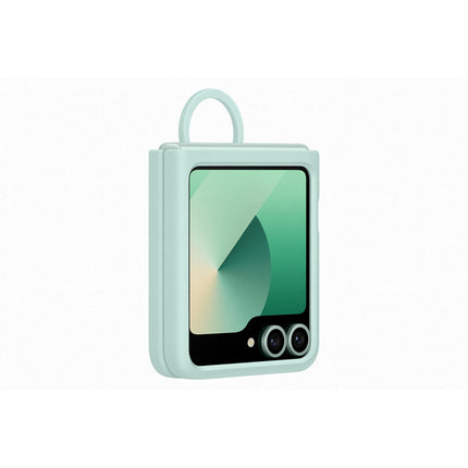 Coque SAMSUNG Z Flip6 silicone Vert d'eau avec anneau