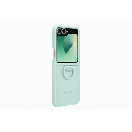 Coque SAMSUNG Z Flip6 silicone Vert d'eau avec anneau