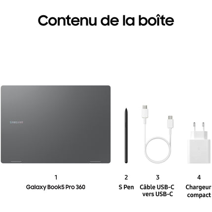 Ordinateur portable SAMSUNG Galaxy Book5 Pro 360 Copilot+ PC Gris