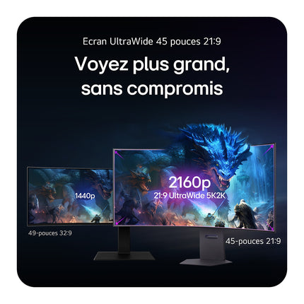 Ecran PC Gamer LG 45GX950A 45" Incurvé 800R 5K 165Hz OLED HDR True Black 400 HDMI 2.1 AMD FreeSync & G-Sync