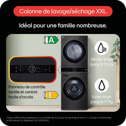 Lave linge séchant hublot LG F761TOWERB2 WashTower