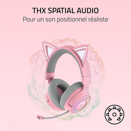 Casque gamer RAZER KRAKEN KITTY V3 PRO QUARTZ