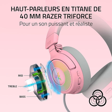 Casque gamer RAZER KRAKEN KITTY V3 PRO QUARTZ