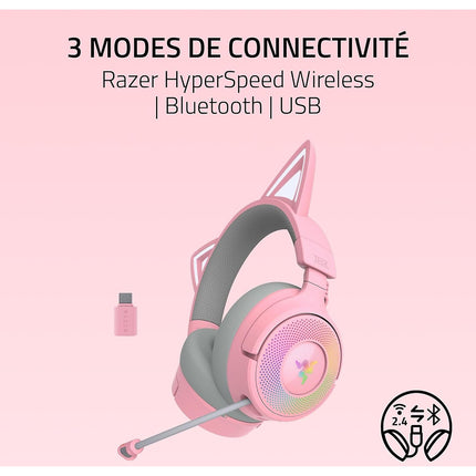 Casque gamer RAZER KRAKEN KITTY V3 PRO QUARTZ