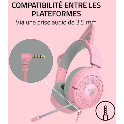 Casque gamer RAZER KRAKEN KITTY V3 X QUARTZ
