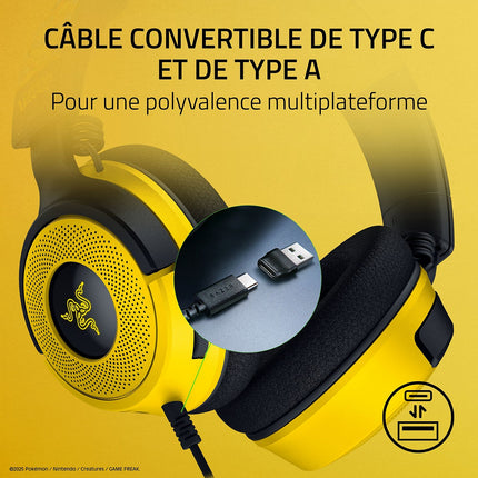 Casque gamer RAZER KRAKEN V4 X POKÉMON KANTO STARTERS ED