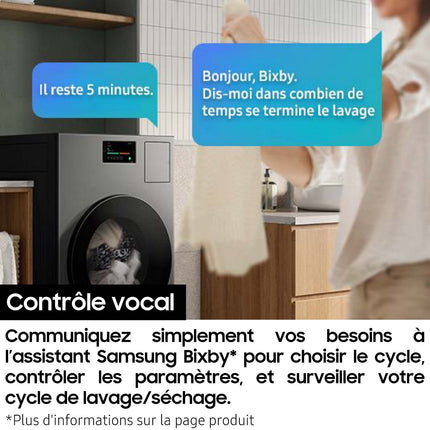 Lave linge séchant hublot SAMSUNG WD18DB8995BZT2 Bespoke AI Combo