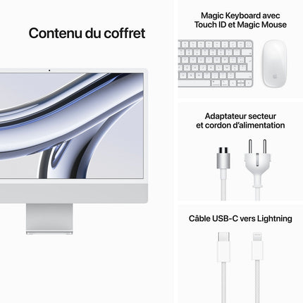 Ordinateur Apple IMAC 24' M3 8Go 512Go CPU 8 GPU 10 Argent