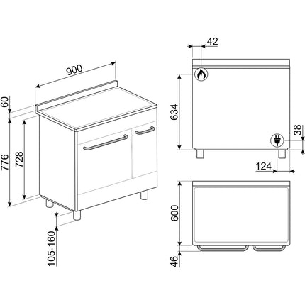 Piano de cuisson gaz SMEG CX92GM