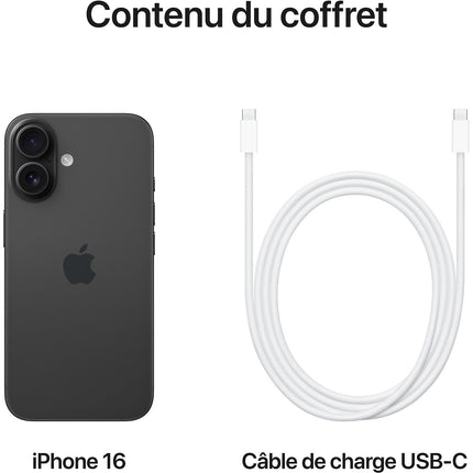 Smartphone APPLE iPhone 16 Noir 256Go Reconditionné