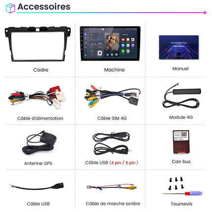 Autoradio connecté JUNSUN pour Mazda CX-7 2008-2015 6+128G Carplay
