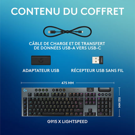 Clavier gamer sans fil LOGITECH G915 X Lightspeed Clicky Noir
