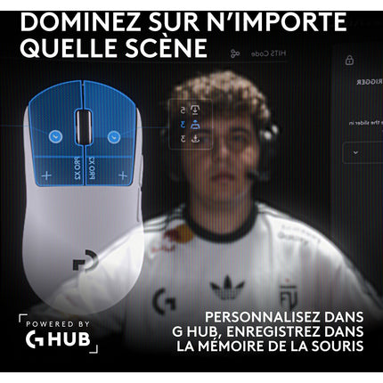 Souris Gamer Sans Fil LOGITECH PRO X2 SUPERSTRIKE LUNAR ECLIPSE