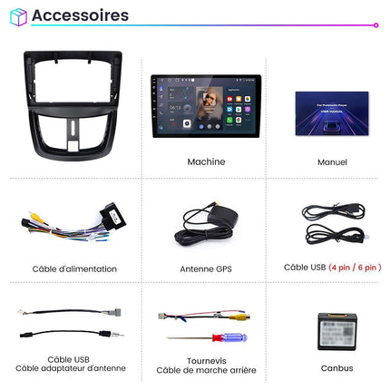 Autoradio connecté JUNSUN pour Peugeot 207 2006-2015 32G Carplay